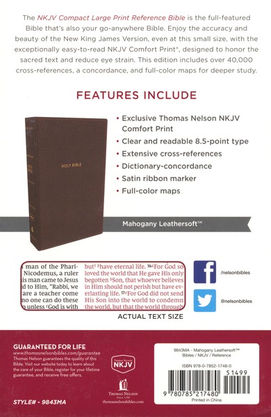 NKJV Compact Large Print Reference Bible Mahogany - Image 4