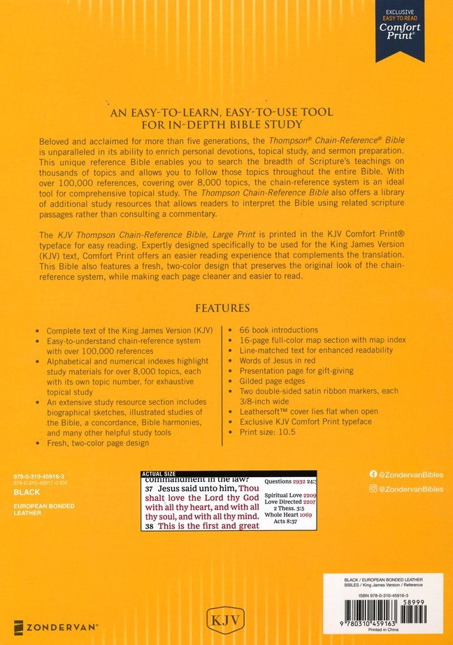 KJV, Thompson Chain-Reference Bible, Large Print, Red Letter, Comfort Print (Black) - Image 3