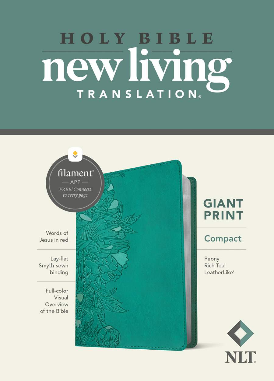 NLT Compact Giant Print Bible, Filament-Enabled Edition, Peony Rich Teal