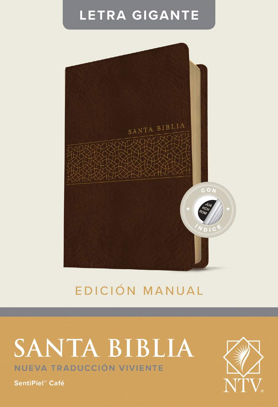 Santa Biblia NTV, Edición Manual, Letra Gigante, Café, Con Indice