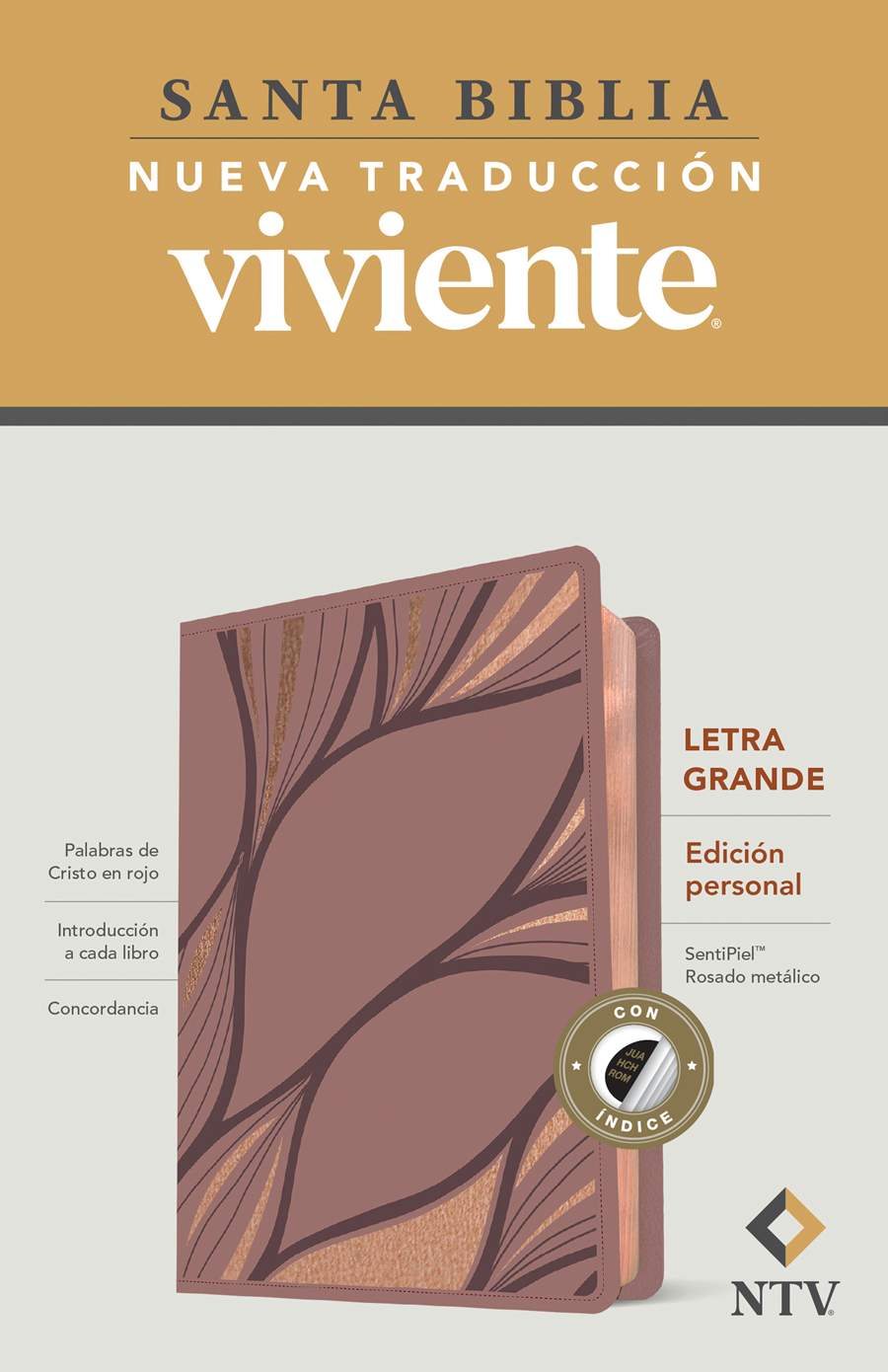 Santa Biblia NTV, Edición Personal, Letra Grande ,Rosado Metálico, Con Indice