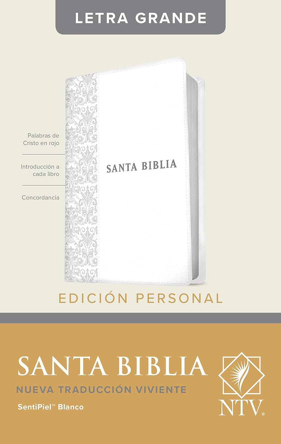 Santa Biblia NTV, Edición Personal, Letra Grande, Blanco, Con Indice