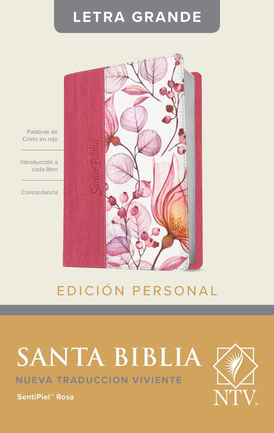 Santa Biblia NTV, Edición Personal, Letra Grande, Rosa, Con Indice