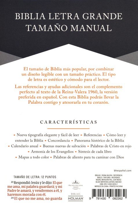 RVR 1960 Biblia Letra Grande Tamaño Manual, Negro, Con Índice - Image 4