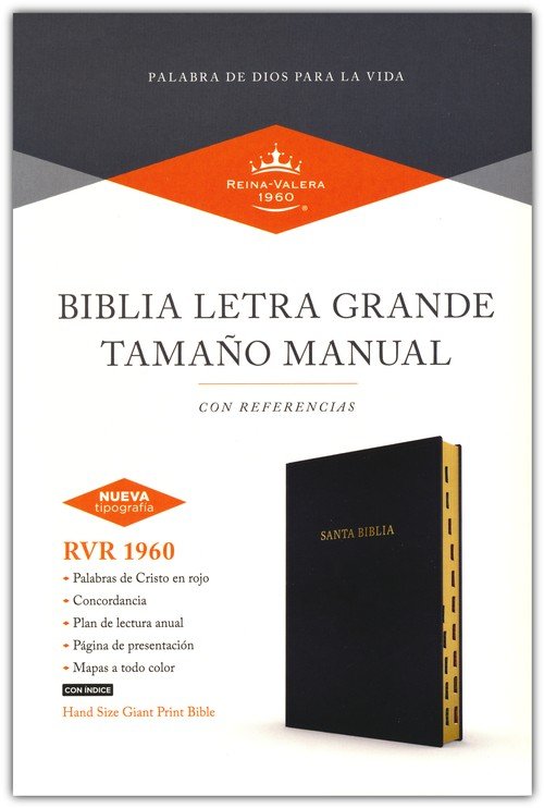 RVR 1960 Biblia Letra Grande Tamaño Manual, Negro, Con Índice