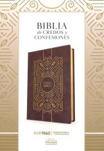 RVR 1960 Biblia de credos y confesiones, café, símil piel