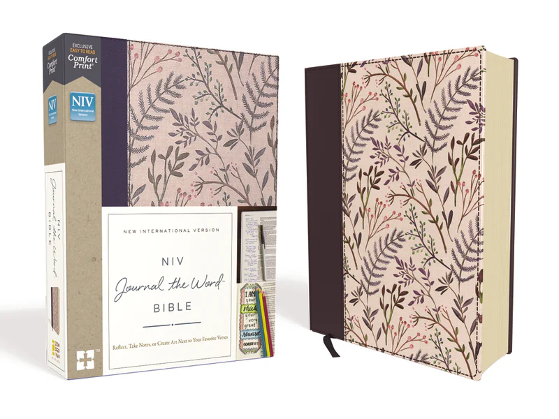 NIV, Journal the Word Bible, Red Letter, Comfort Print: Reflect, Take Notes, or Create Art Next to Your Favorite Verses, Pink Floral