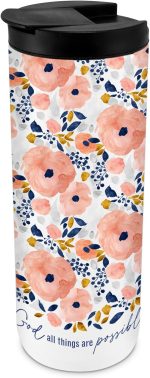 Double Wall Vacuum Insulated Tumbler With Lid, 20 Ounce Stainless Steel, With God