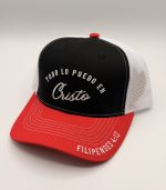 Gorra Todo Lo Puedo en Cristo; Filipenses 4:13 (Color Negro, Rojo y Blanco)