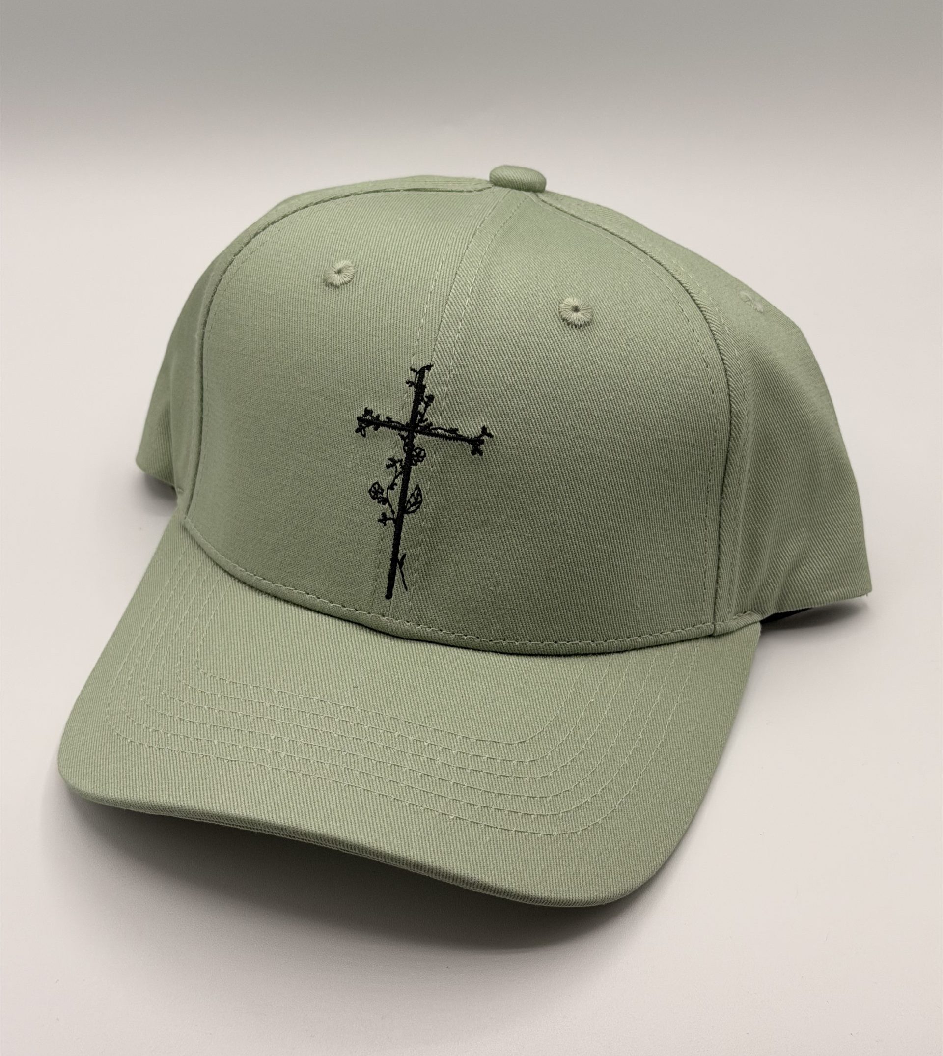 Gorra Cruz Floral (Color Verde)