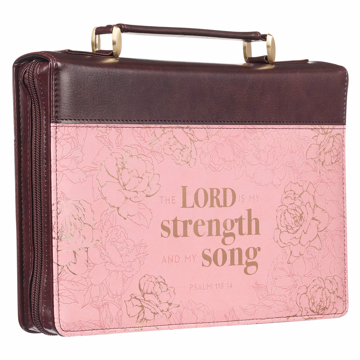 My Strength and My Song Pink Rose Faux Leather Fashion Bible Cover (Large) - Image 2